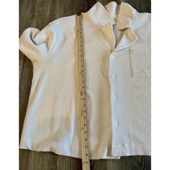 Fabletics Ivory Button Up Short Sleeve Collared Blouse Top Women’s Size 3X - Picture 5 of 8